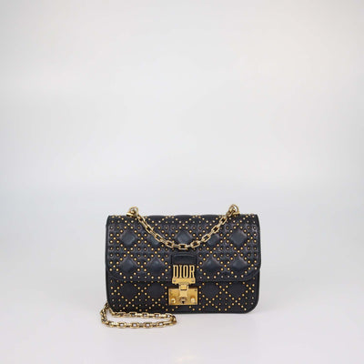 Christian Dior Black Studded Quilt Leather Medium DiorAddict Flap Bag
