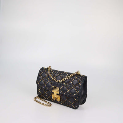 Christian Dior Black Studded Quilt Leather Medium DiorAddict Flap Bag