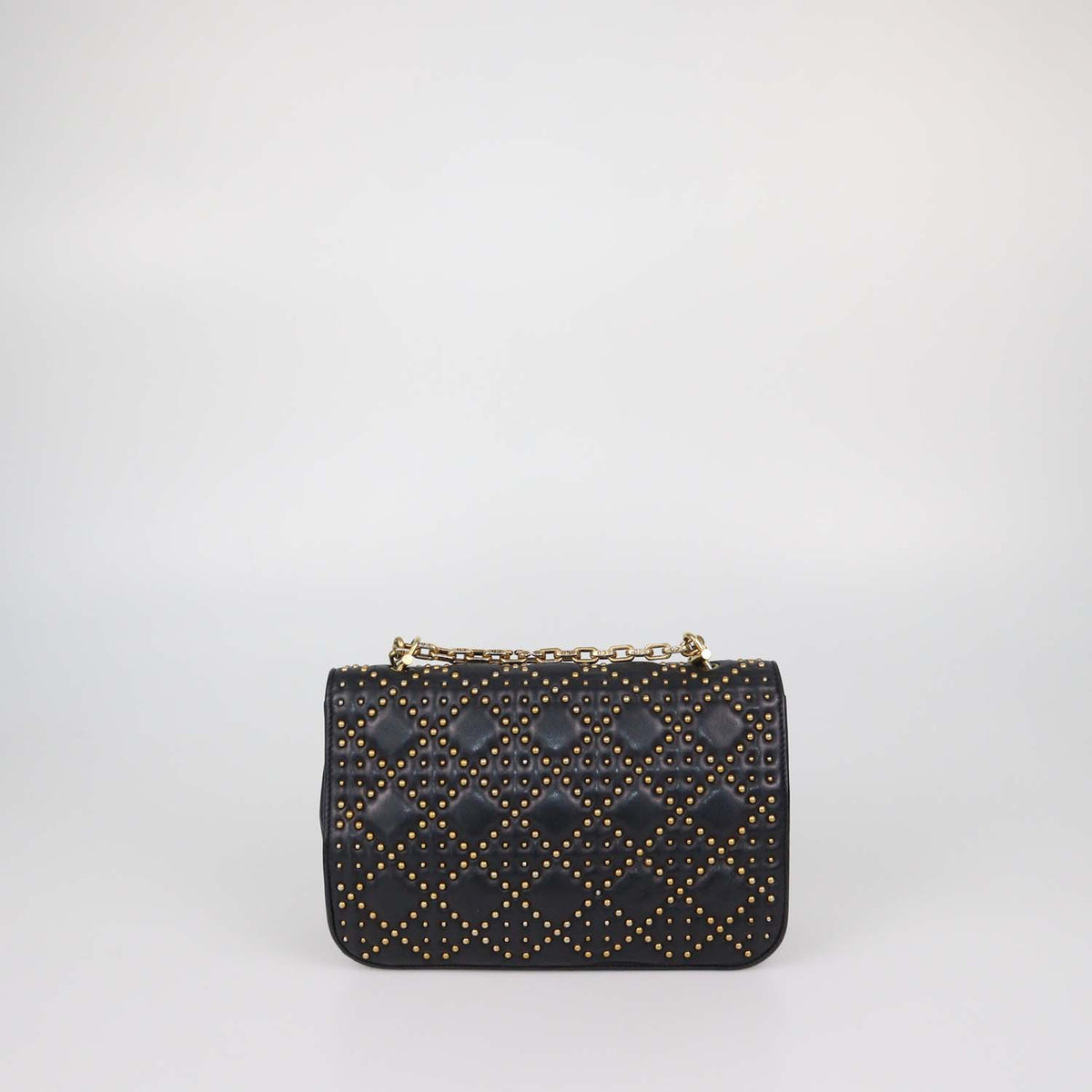 Christian Dior Black Studded Quilt Leather Medium DiorAddict Flap Bag