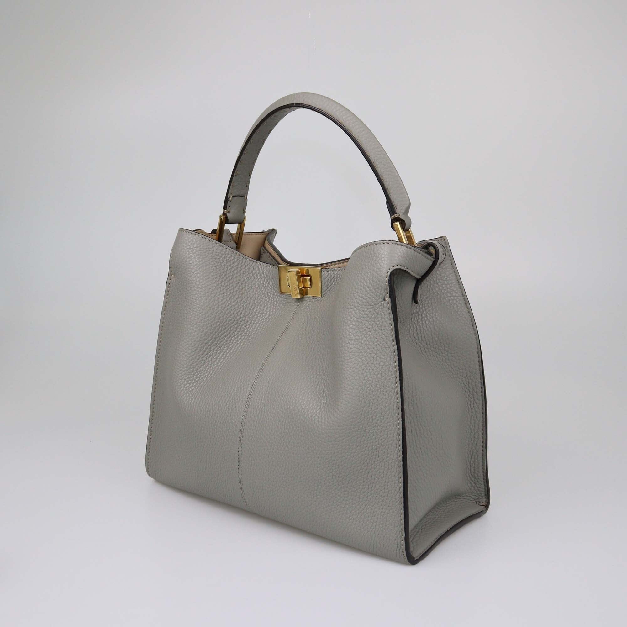 Fendi Grey Medium X-Lite Peekaboo Top Handle Bag Womens Fendi 