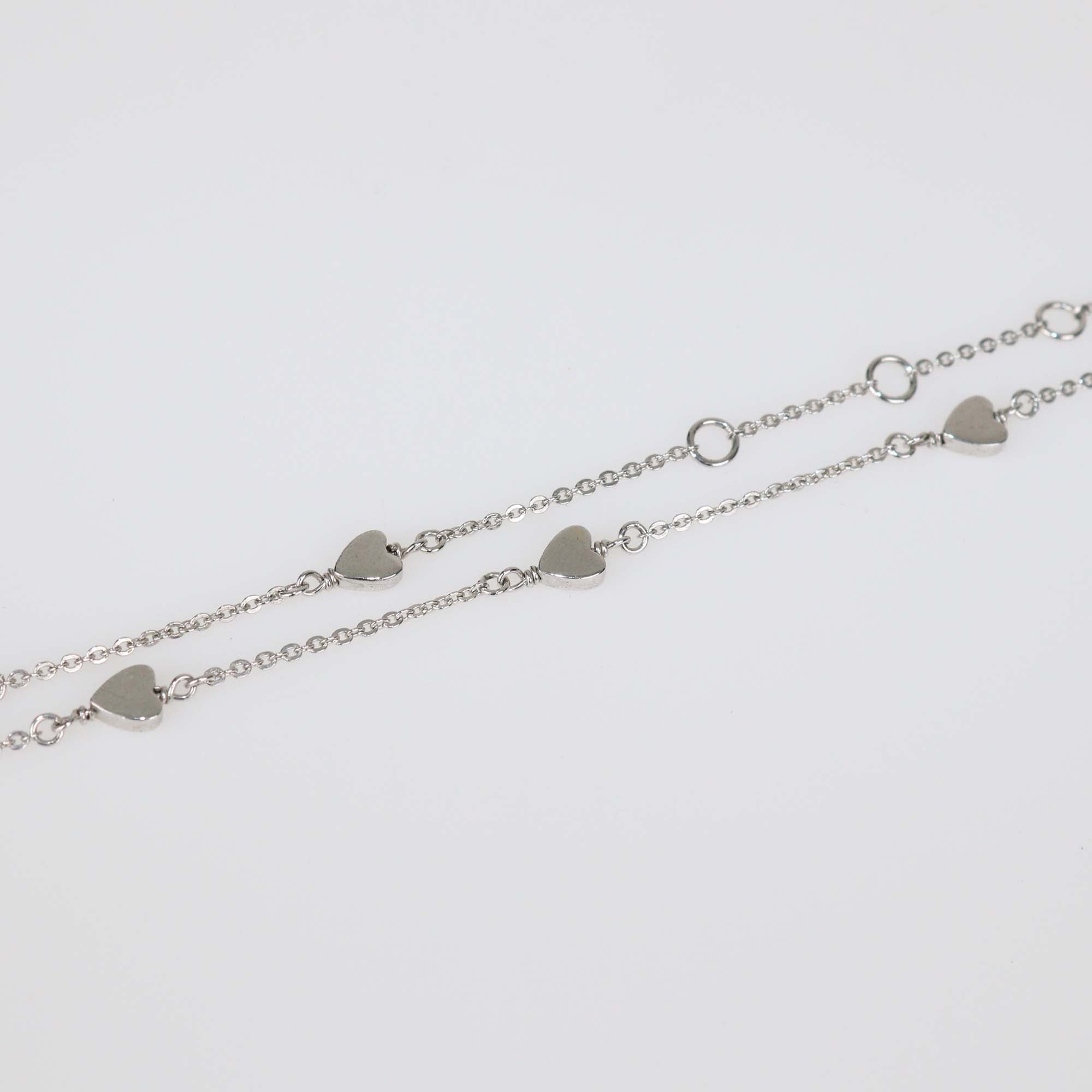 Christian Dior Silver Tone Oblique Heart Link Necklace