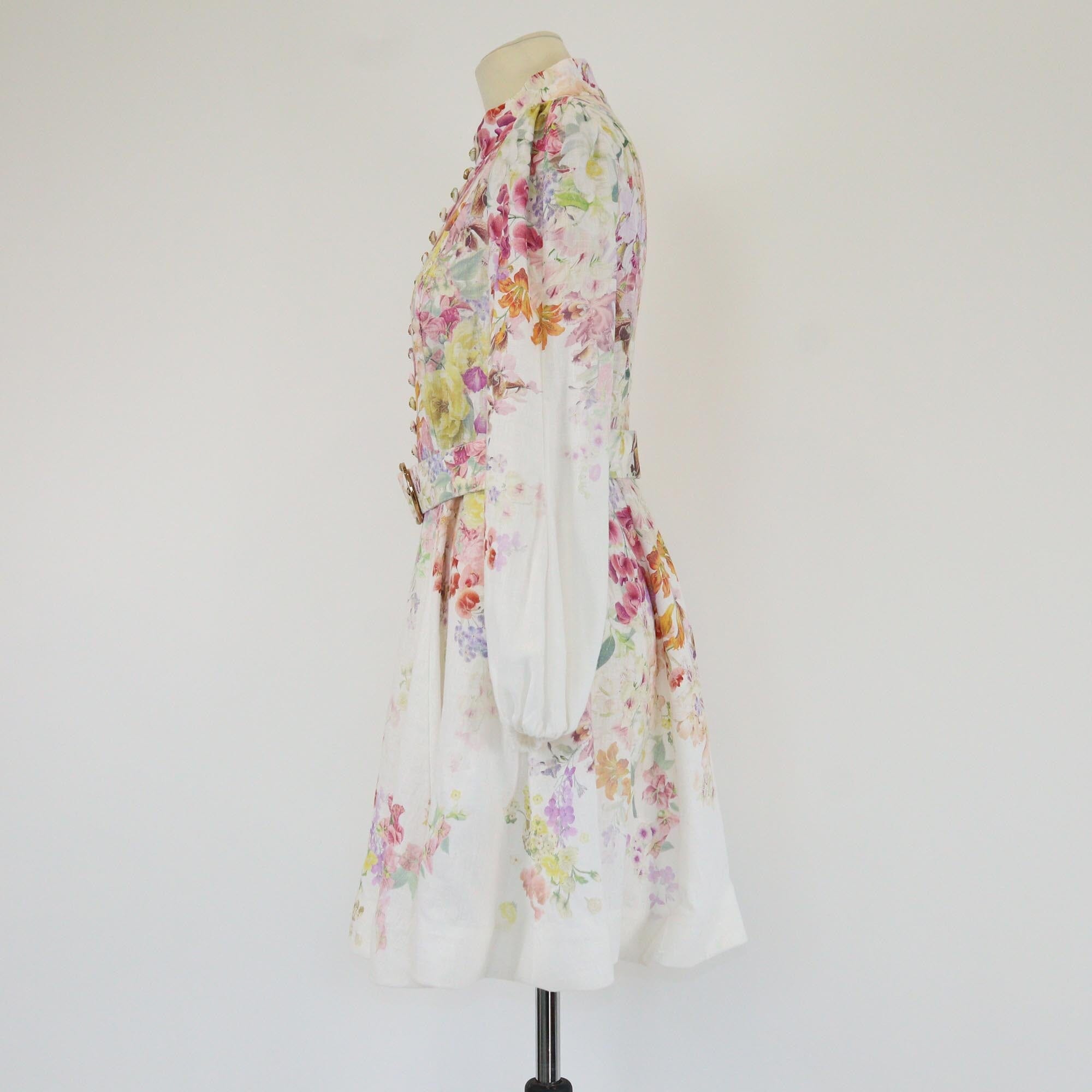 Zimmermann White Floral Belted Mini Dress