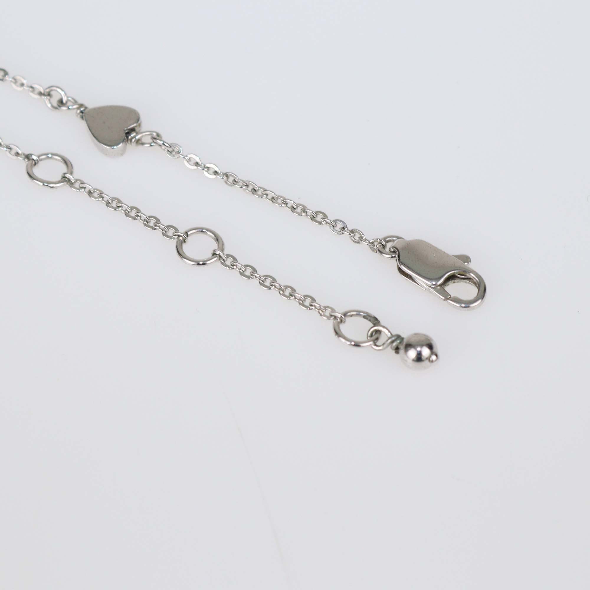 Christian Dior Silver Tone Oblique Heart Link Necklace