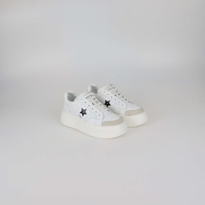 Christian Dior White Leather Star Platform Sneakers