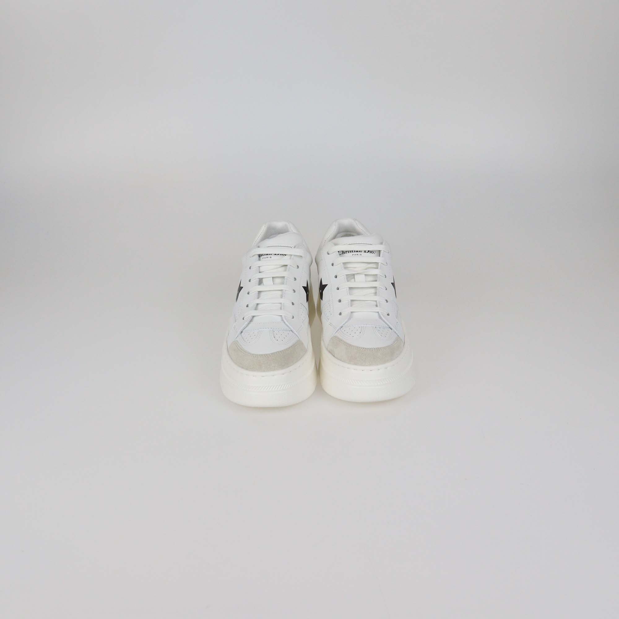 Christian Dior White Leather Star Platform Sneakers