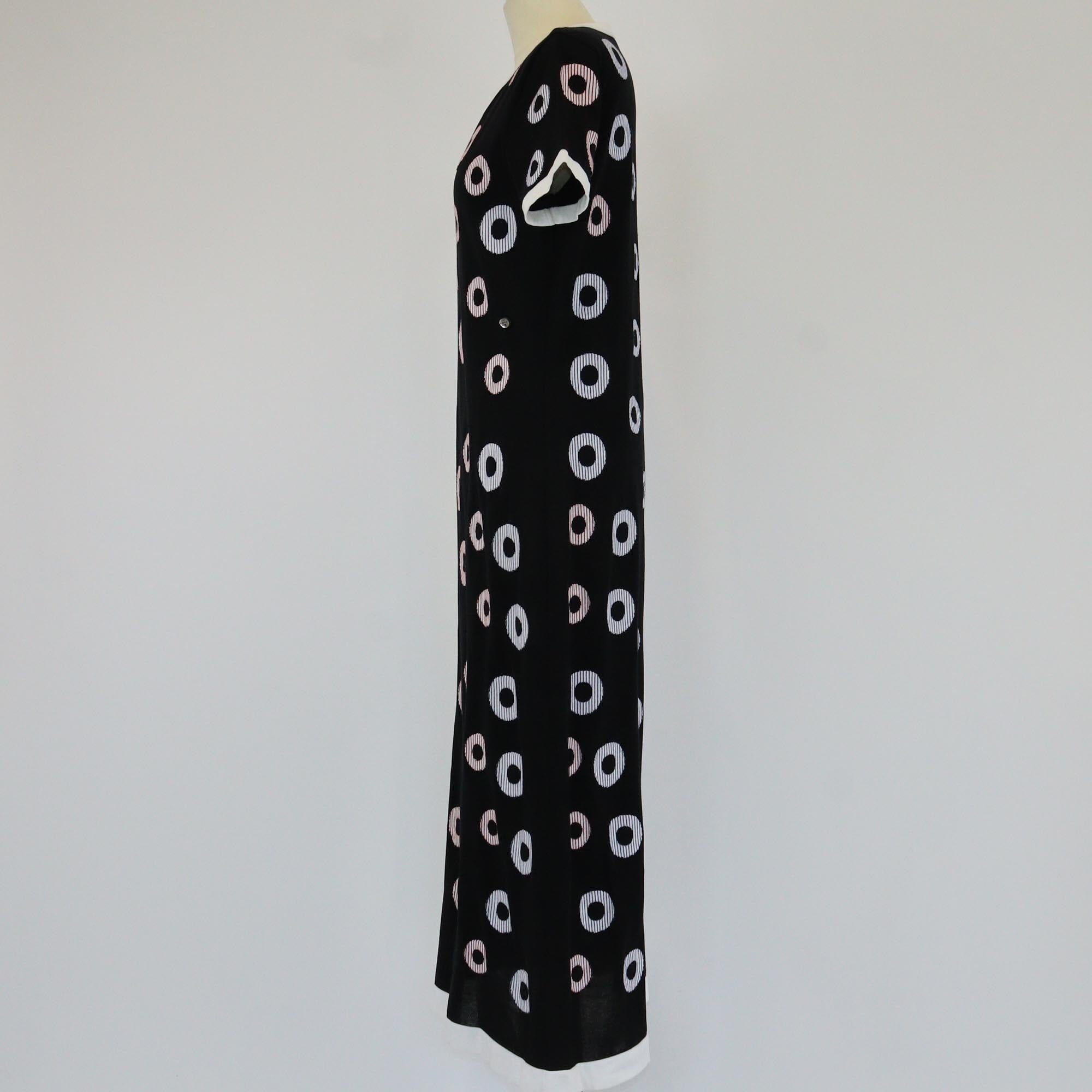 Chanel Black/Multicolor Polka Dots Details Short Sleeve Long Dress