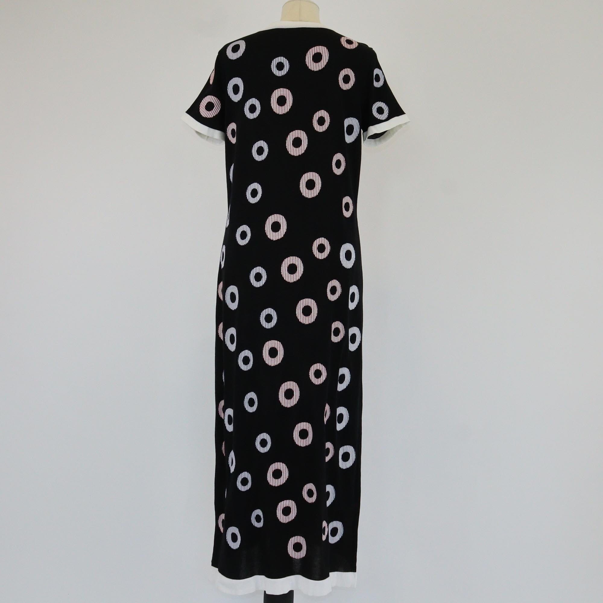 Chanel Black/Multicolor Polka Dots Details Short Sleeve Long Dress Womens Chanel 