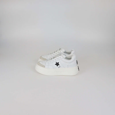 Christian Dior White Leather Star Platform Sneakers