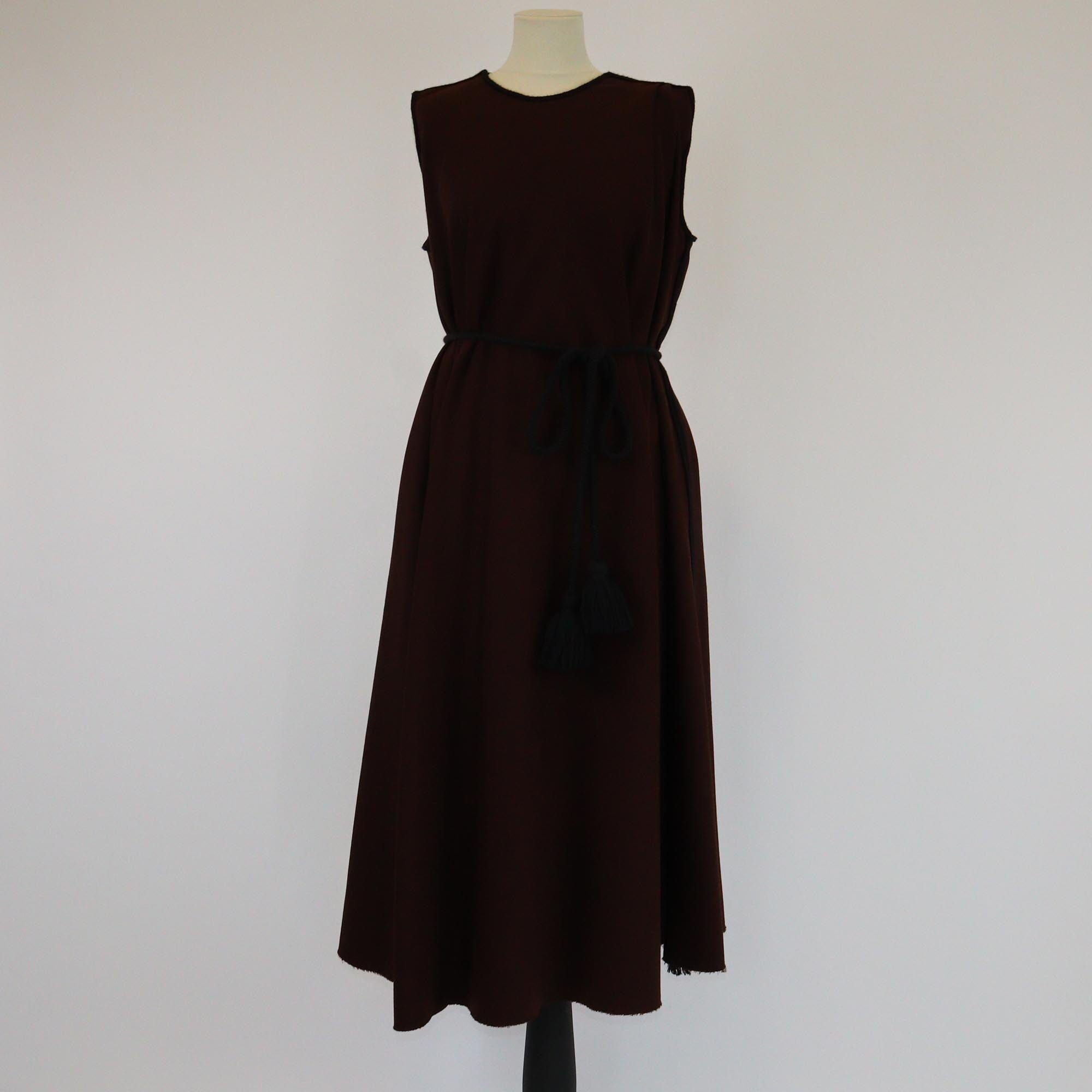 Lanvin Burgundy Rope Belt Sleeveless Midi Dress Womens Lanvin 