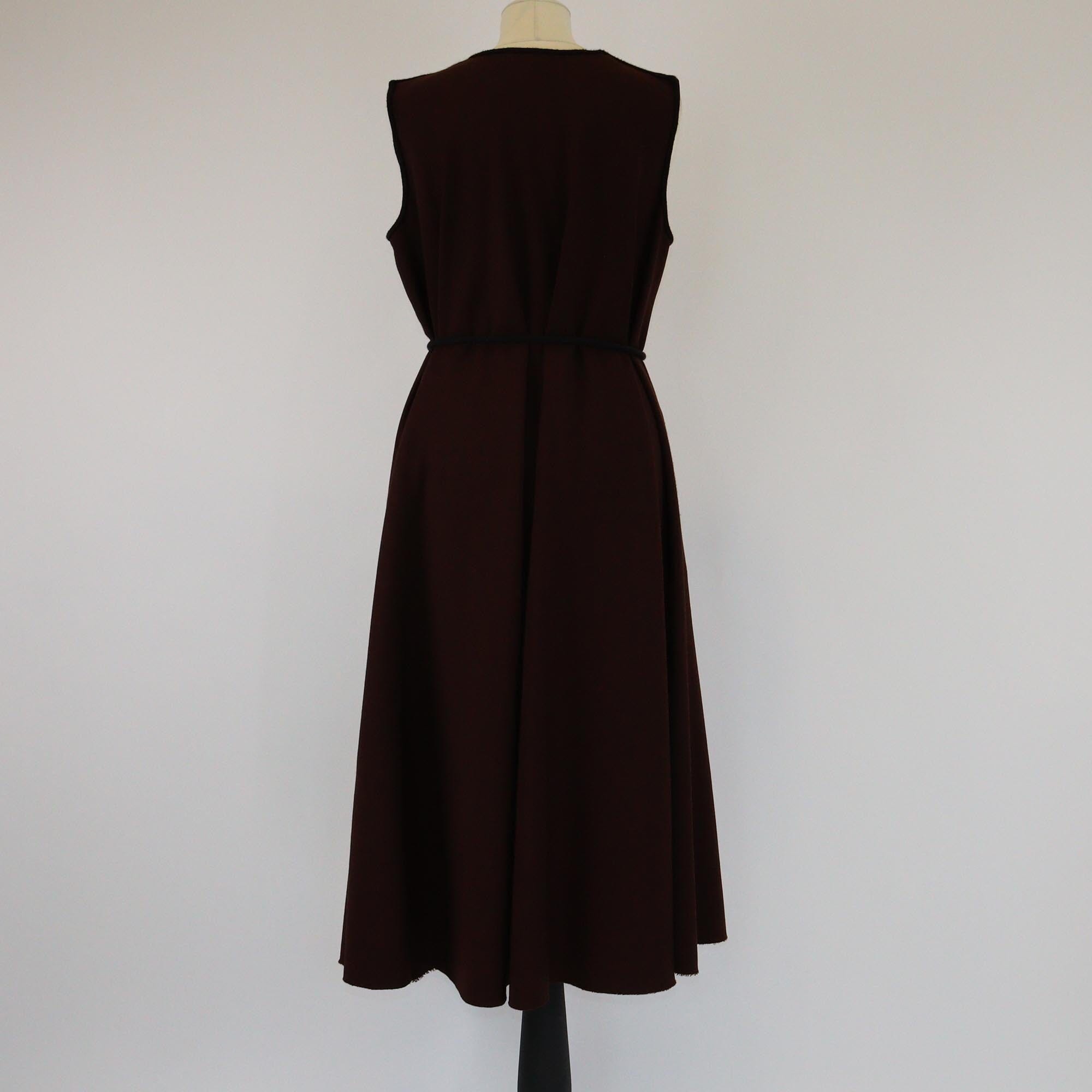 Lanvin Burgundy Rope Belt Sleeveless Midi Dress Womens Lanvin 