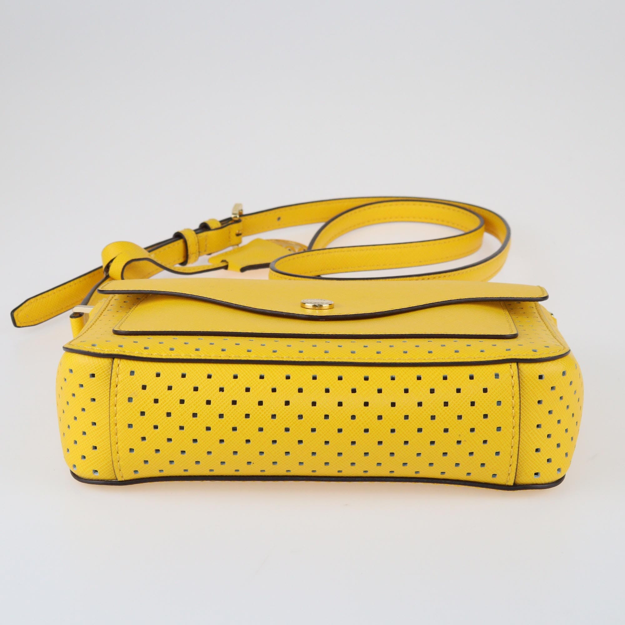 Michael Kors Yellow Greenwich Perforated Flap Bag Bags Michael Kors 