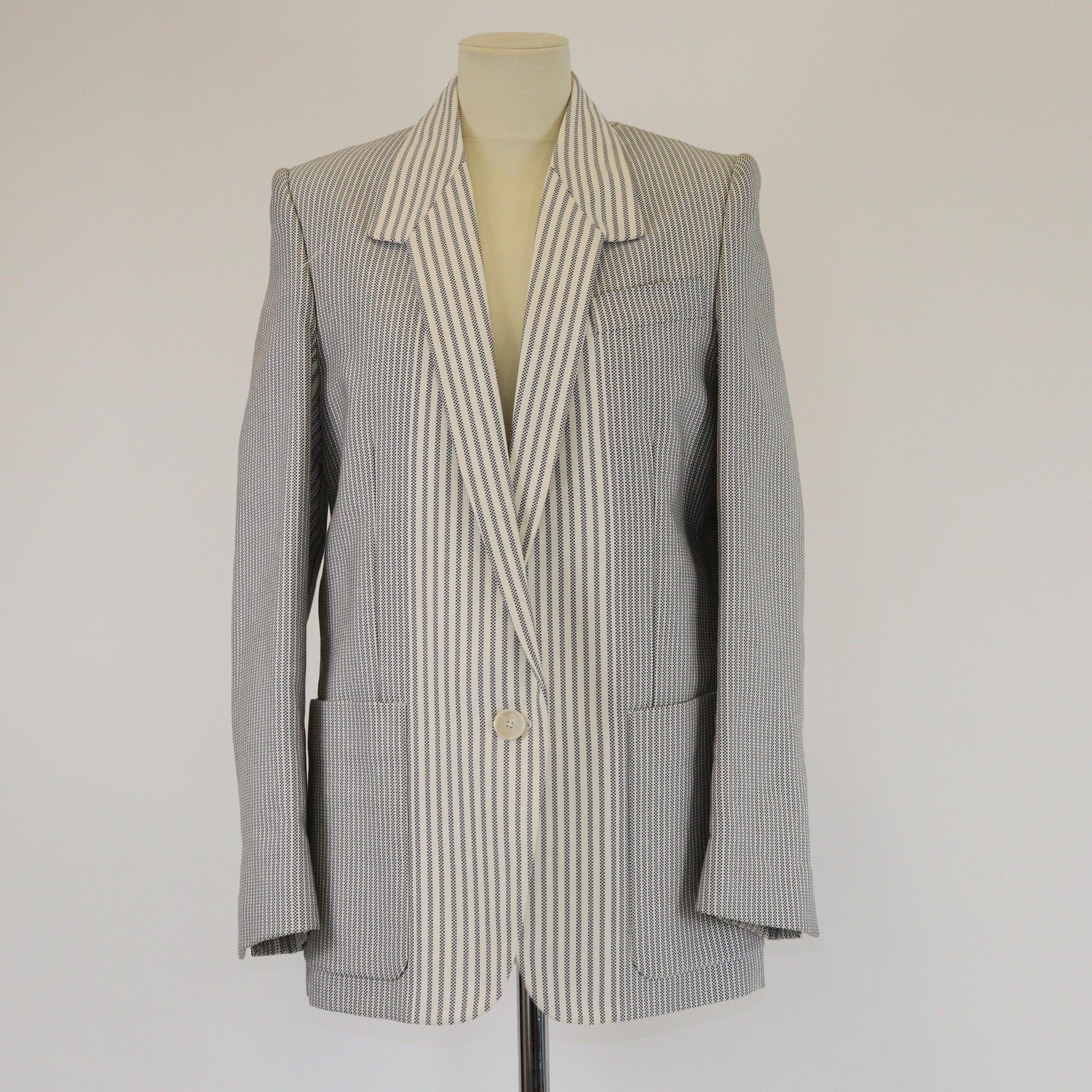 Stella McCartney Whit/Blue Striped Single Breasted Blazer Womens Stella McCartney 