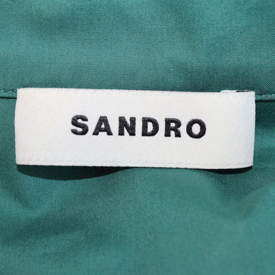 Sandro Green Cotton Argentine Rhinestone Embellished Button Up Long Sleeve Shirt