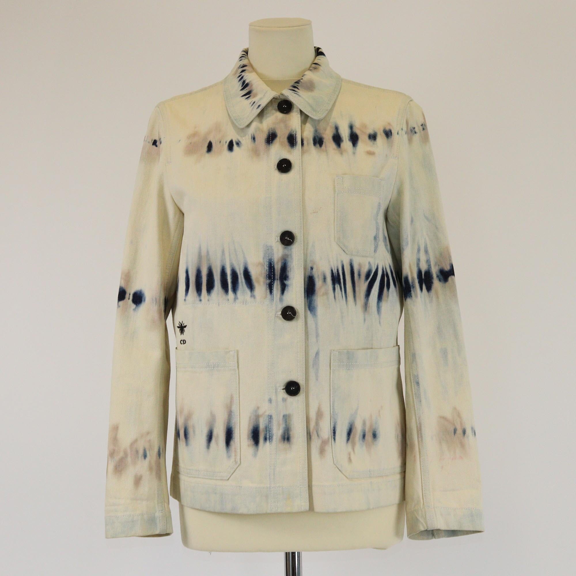 Christian Dior Cream/Blue Tie-Dye Jacket Womens Christian Dior 