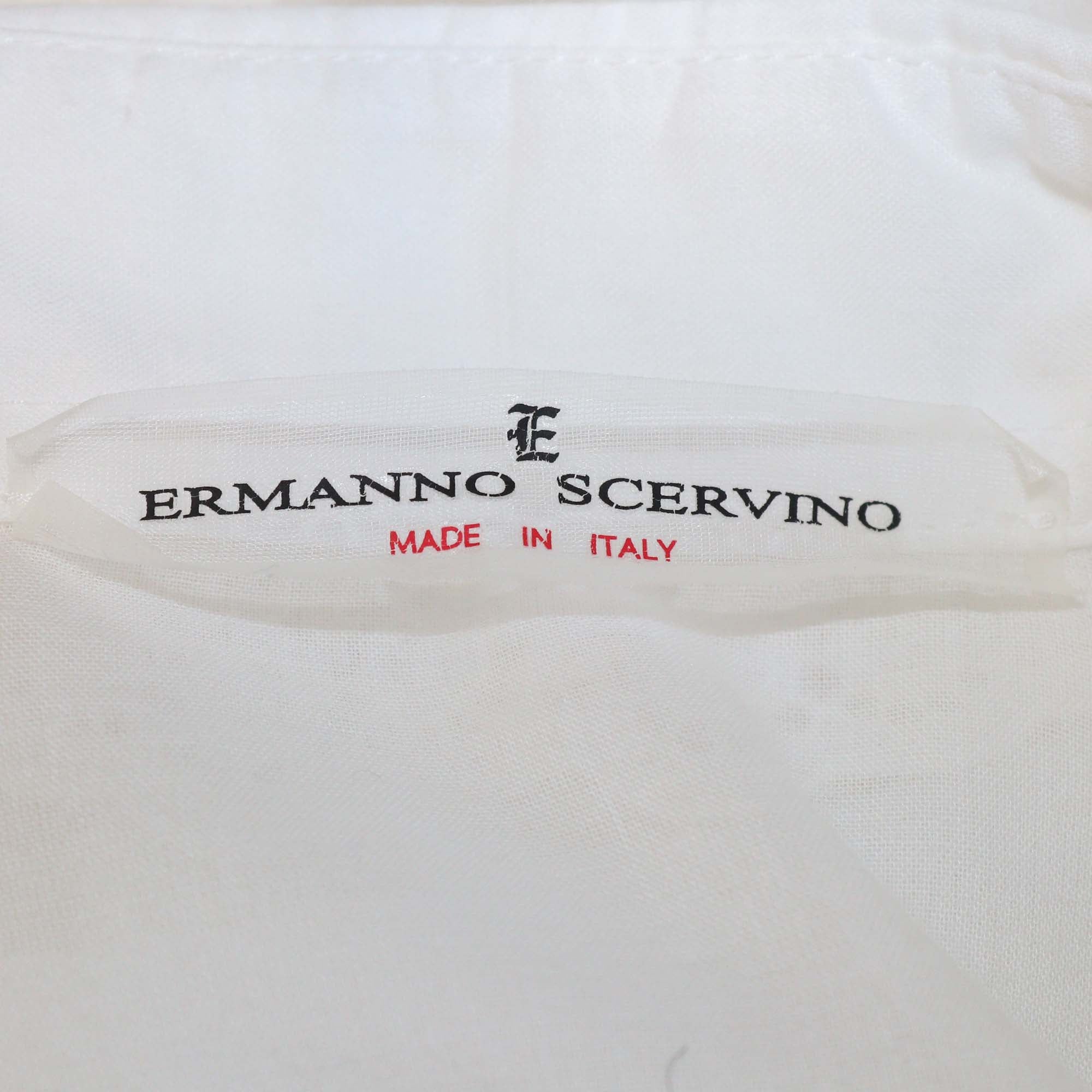 Ermanno Scervino White Cotton Embroidered Lace Cropped Long Sleeve Shirt