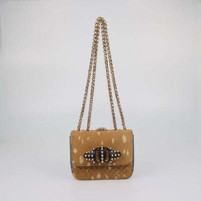 Christian Louboutin Tricolor Pony Hair Spikes Sweet Charity Shoulder Bag