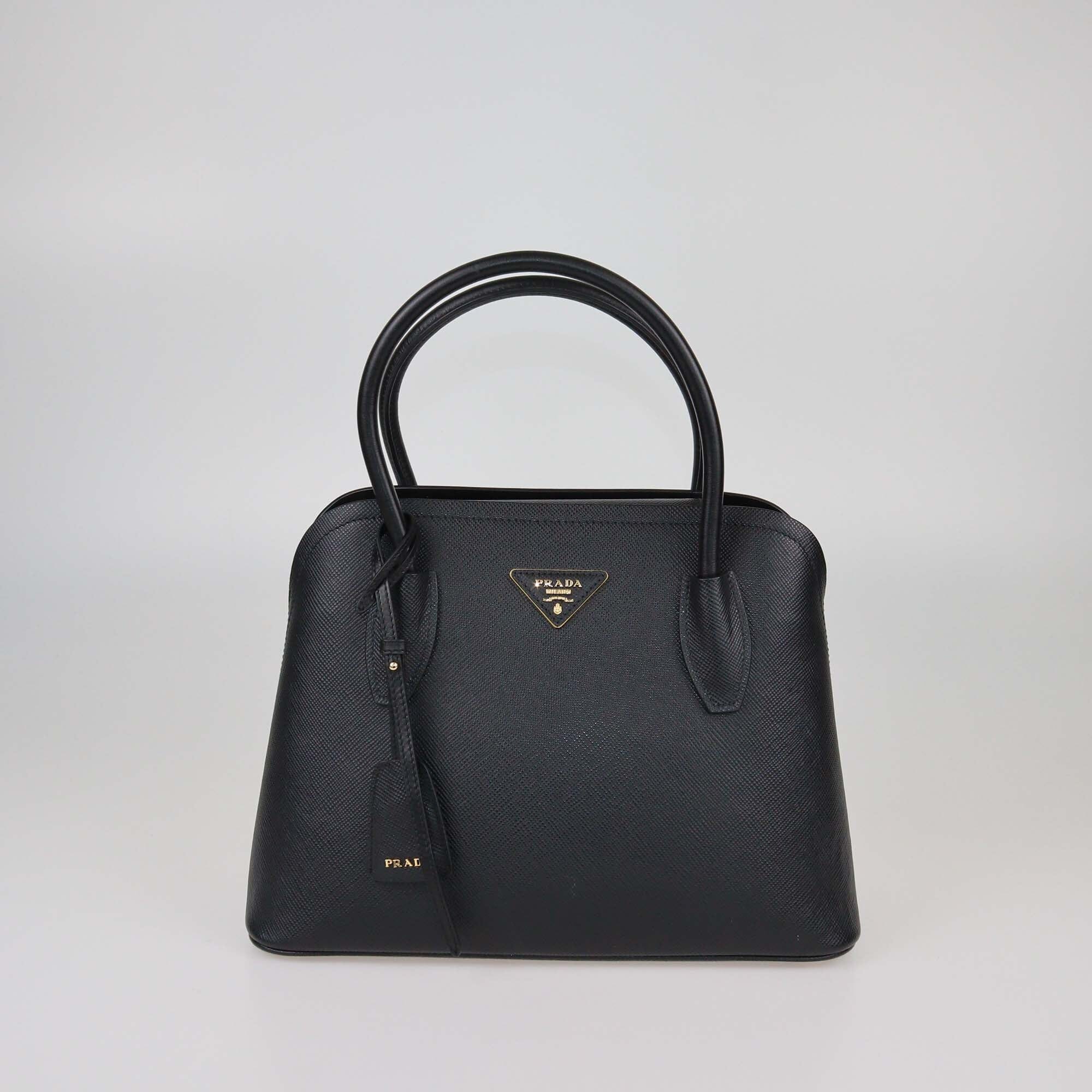 Prada Black Matinee Saffiano Cuir Leather Tote Bag Womens Prada 