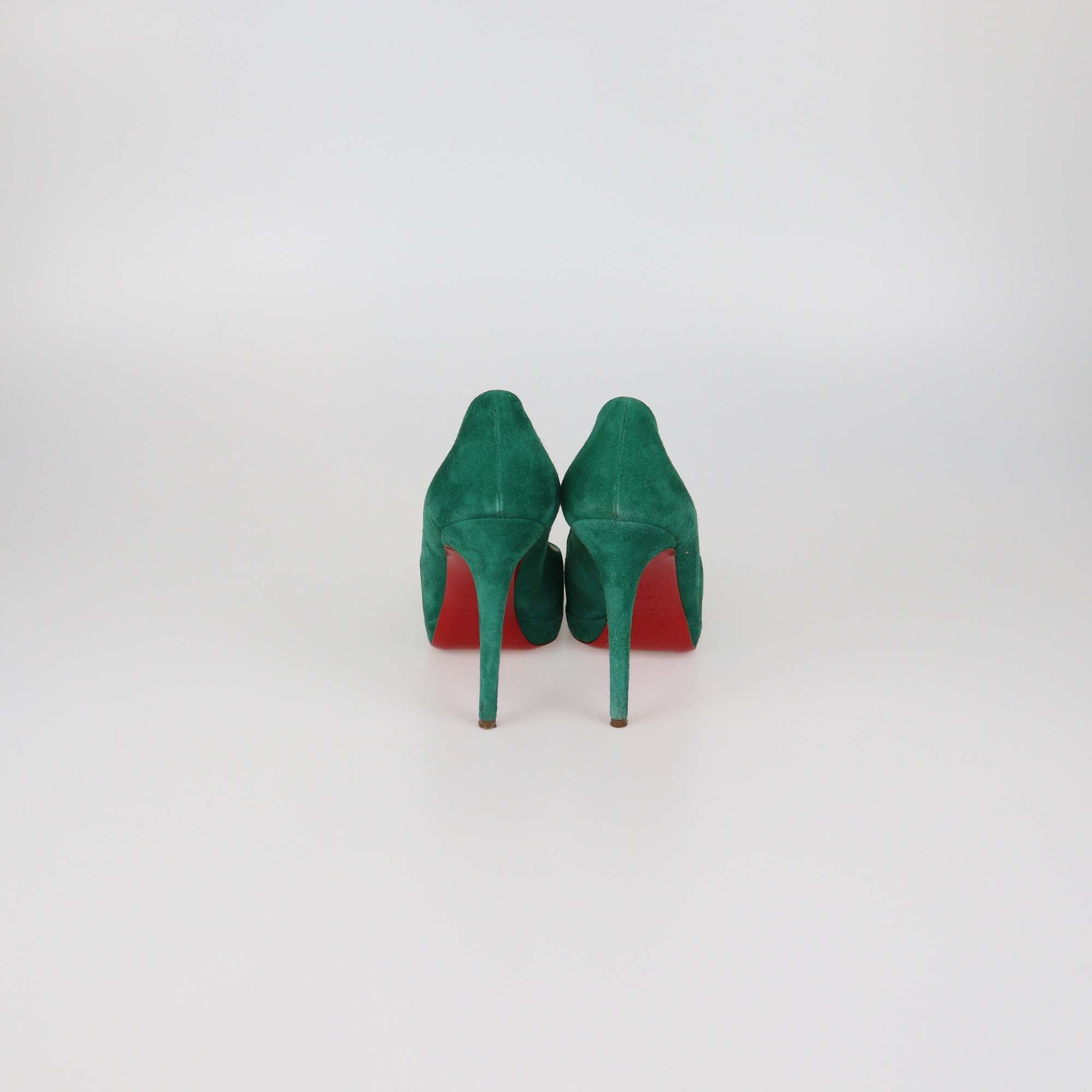 Christian Louboutin Green Suede New Simple Platform Pumps