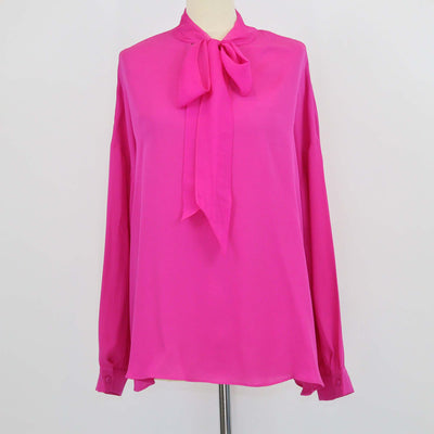 Valentino Fuchsia Silk Tie Neck Tunic Top