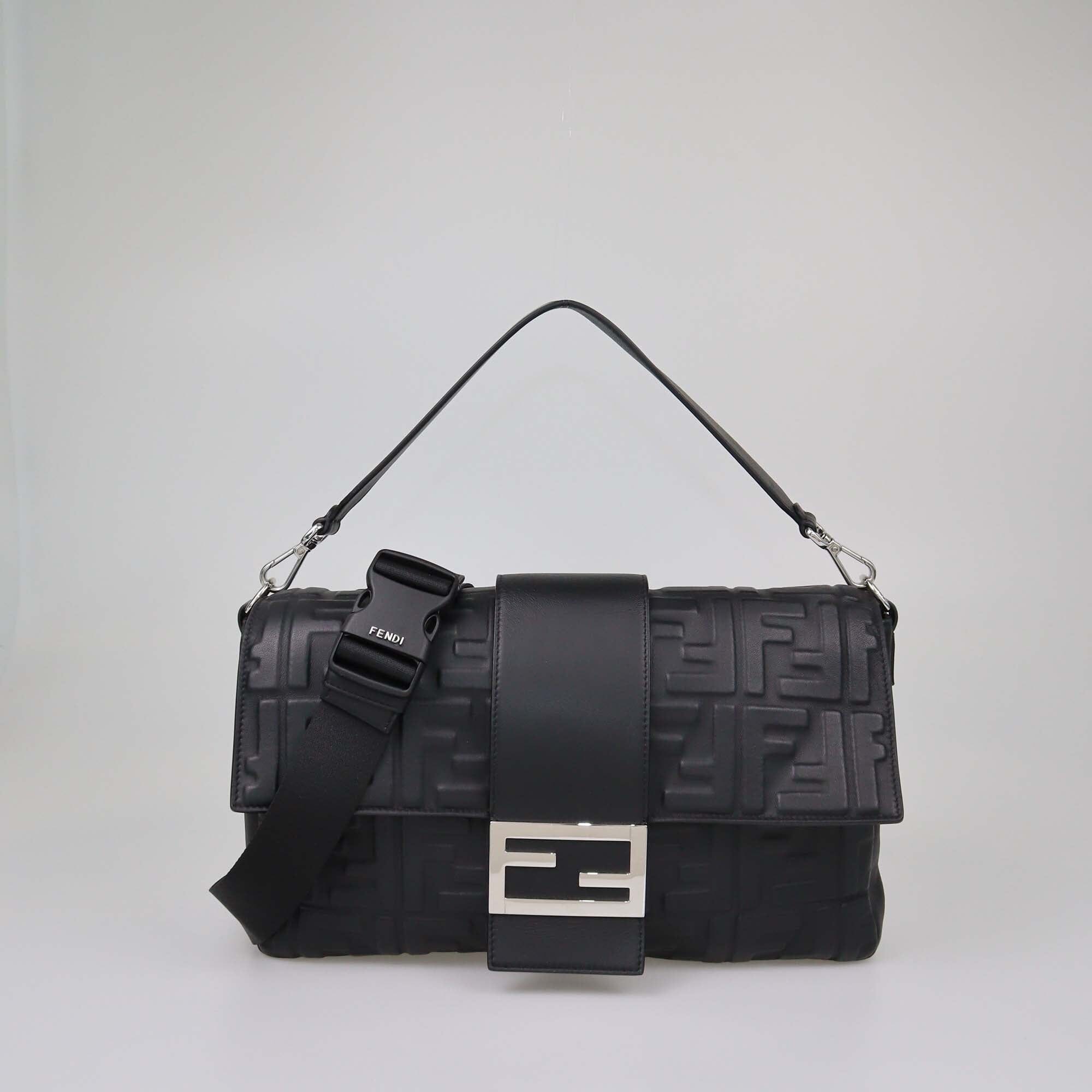 Fendi Black FF Baguette Convertible Bag Womens Fendi 