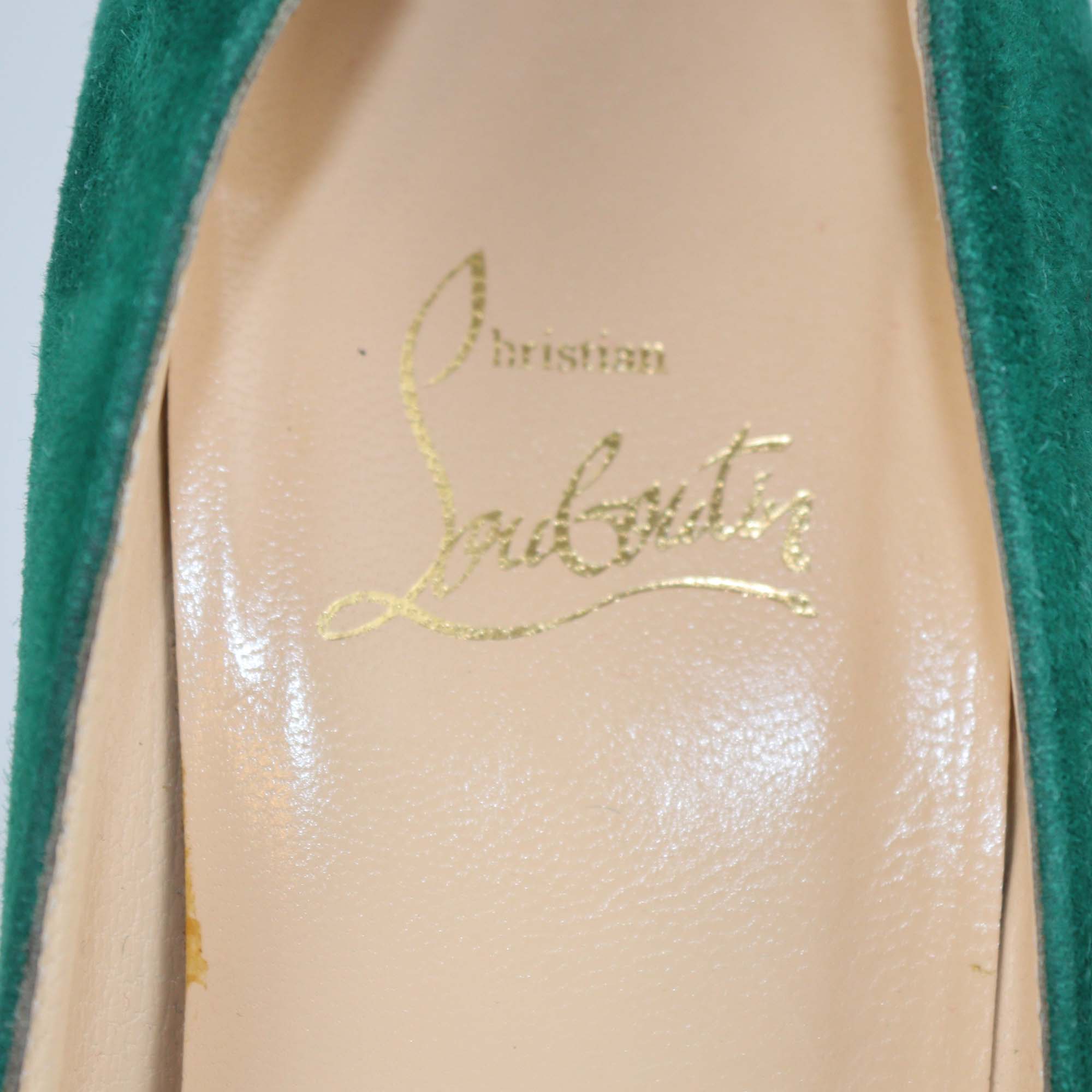 Christian Louboutin Green Suede New Simple Platform Pumps