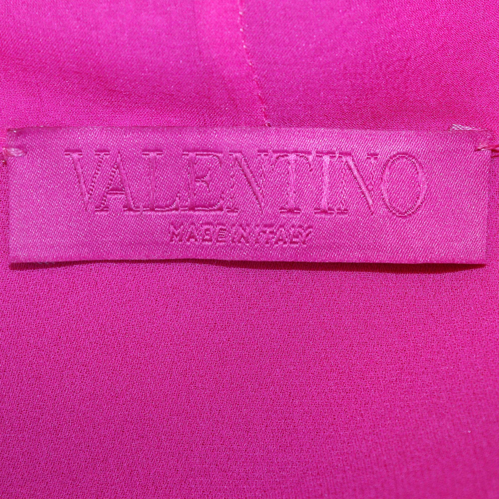 Valentino Fuchsia Silk Tie Neck Tunic Top