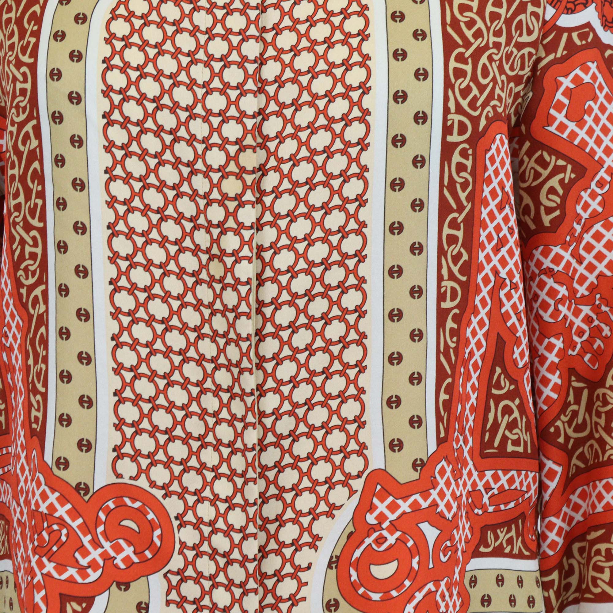 Hermes Multicolor Silk Eperon d'Or Bandana Print Shirt