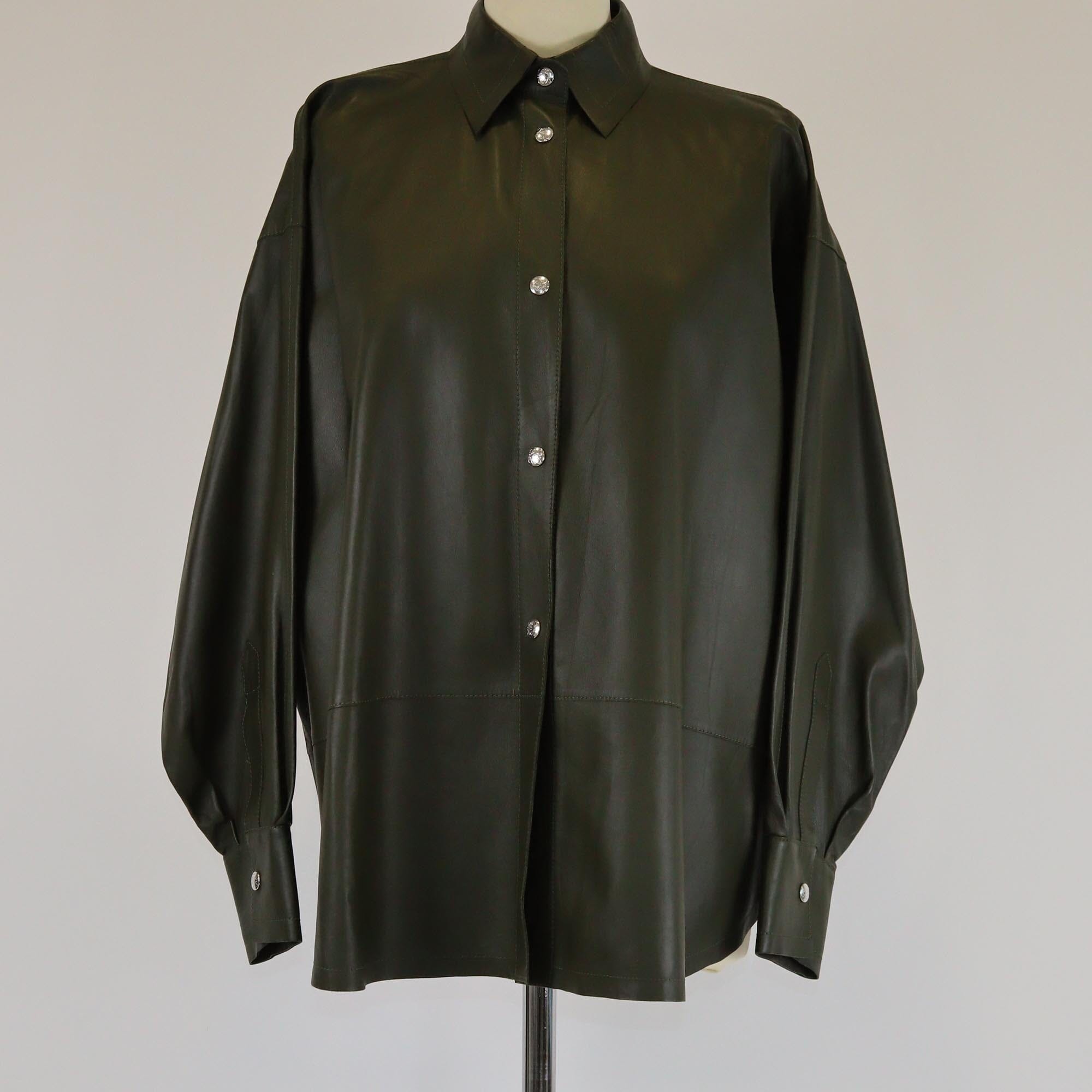 Loewe Khaki Green Oversized Long Sleeve Shirt Womens Loewe 