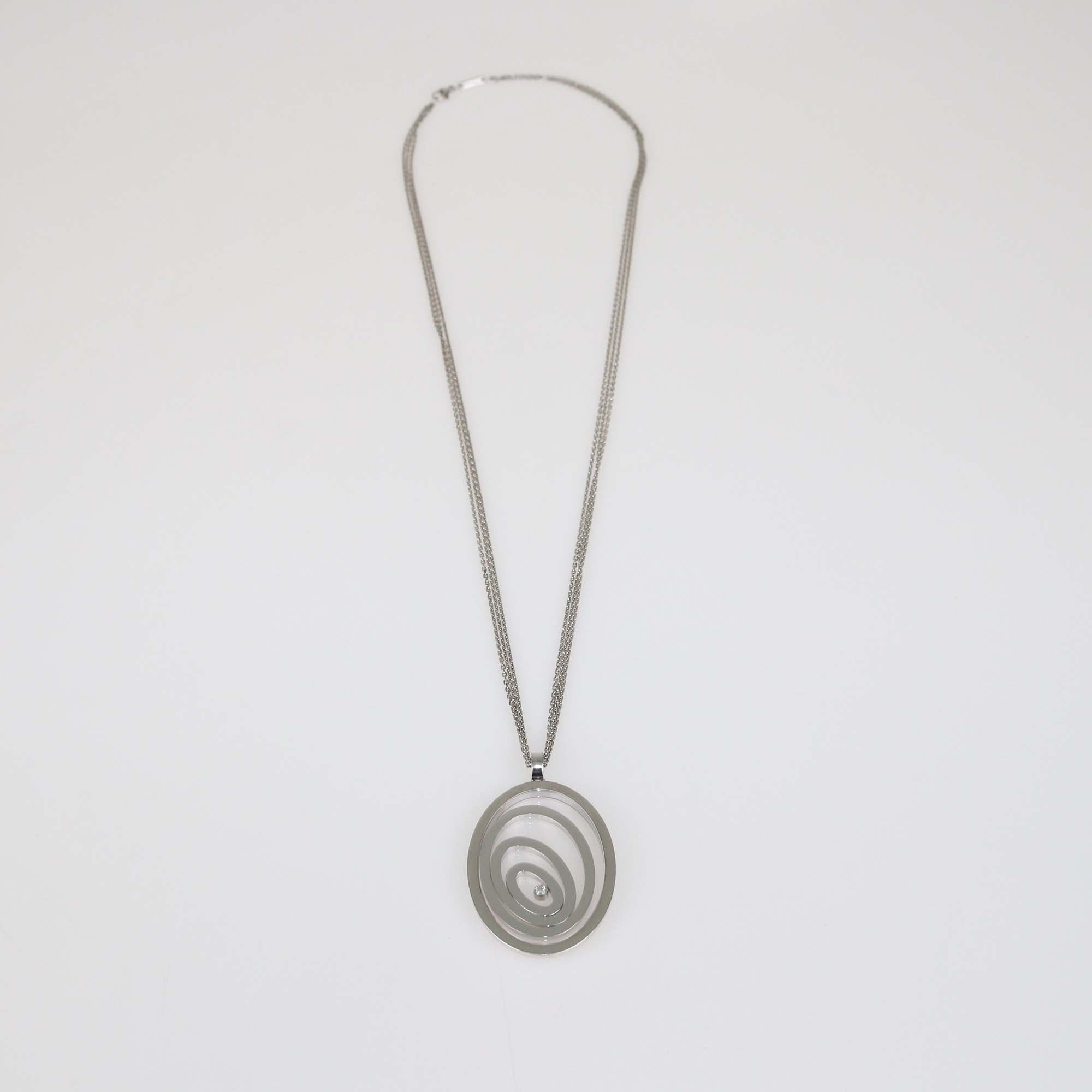Chopard Happy Spirit 18K White Gold Diamond Pendant Necklace