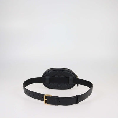Gucci Black Matelasses GG Leather Marmont Belt Bag Womens Gucci 