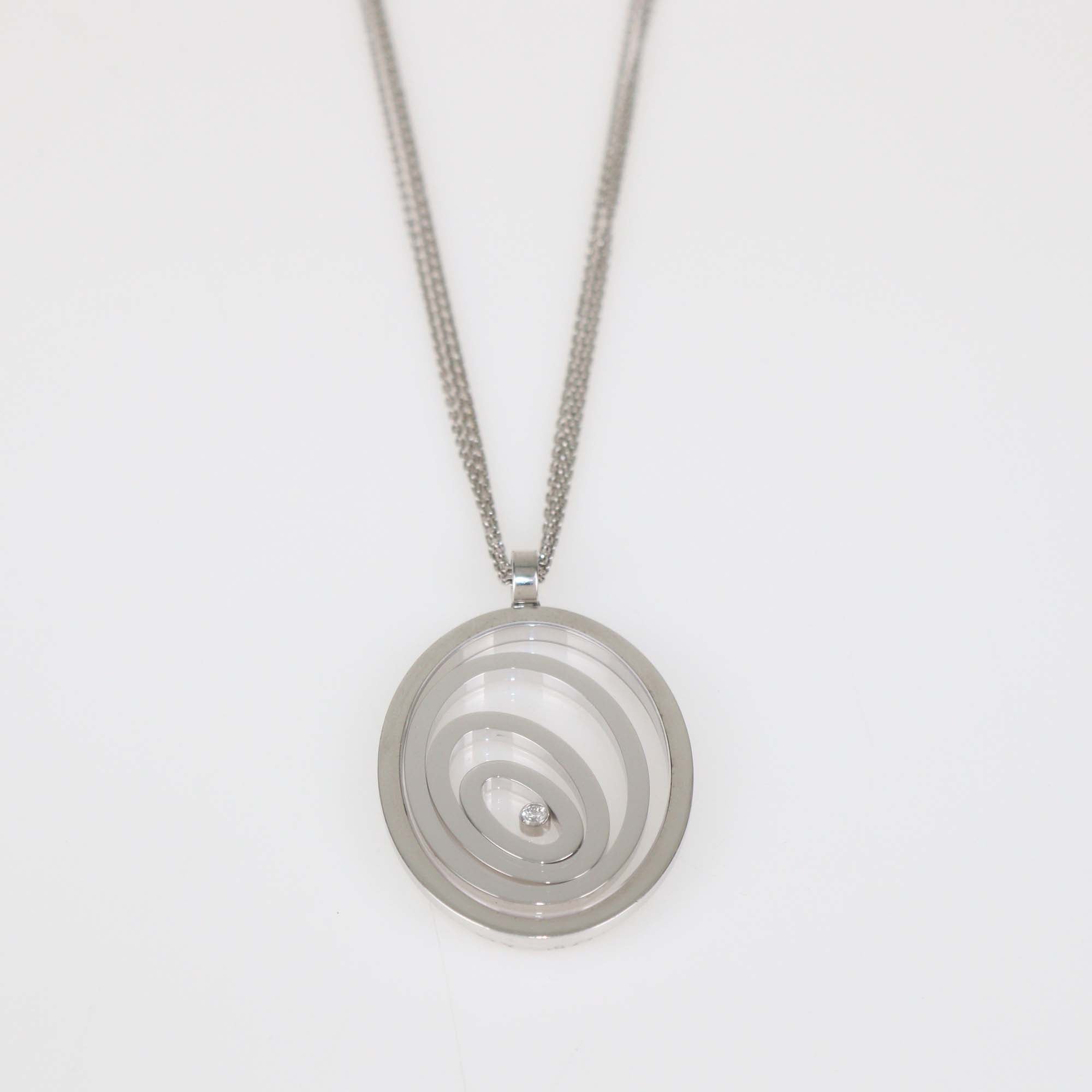 Chopard Happy Spirit 18K White Gold Diamond Pendant Necklace