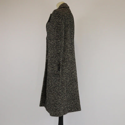 Gucci Black/White Single-Breasted Birdseye Long Coat Womens Gucci 