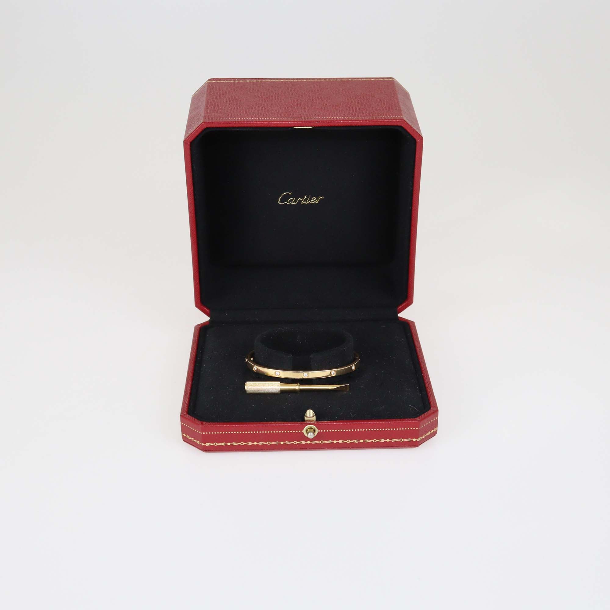 Cartier 18k Yellow Gold Diamond Love Bangle Bracelet SM Size 16