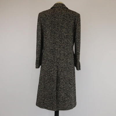 Gucci Black/White Single-Breasted Birdseye Long Coat Womens Gucci 