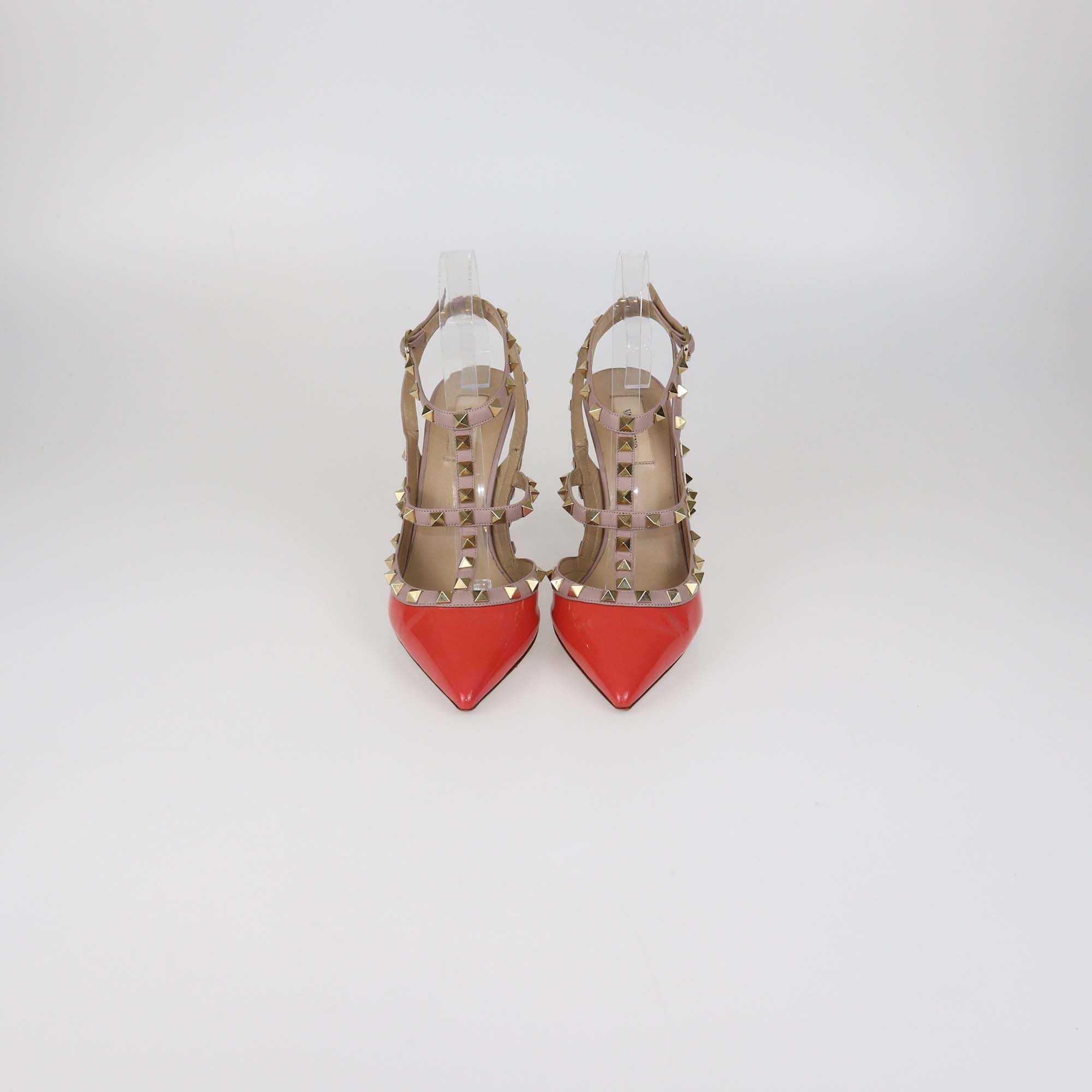 Valentino Dark Pink/Mauve Patent Leather Rockstud Caged Pumps