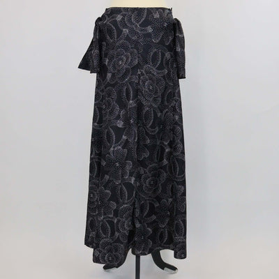 Chanel Black/White Silk Dotted Camillia Slit Maxi Dress