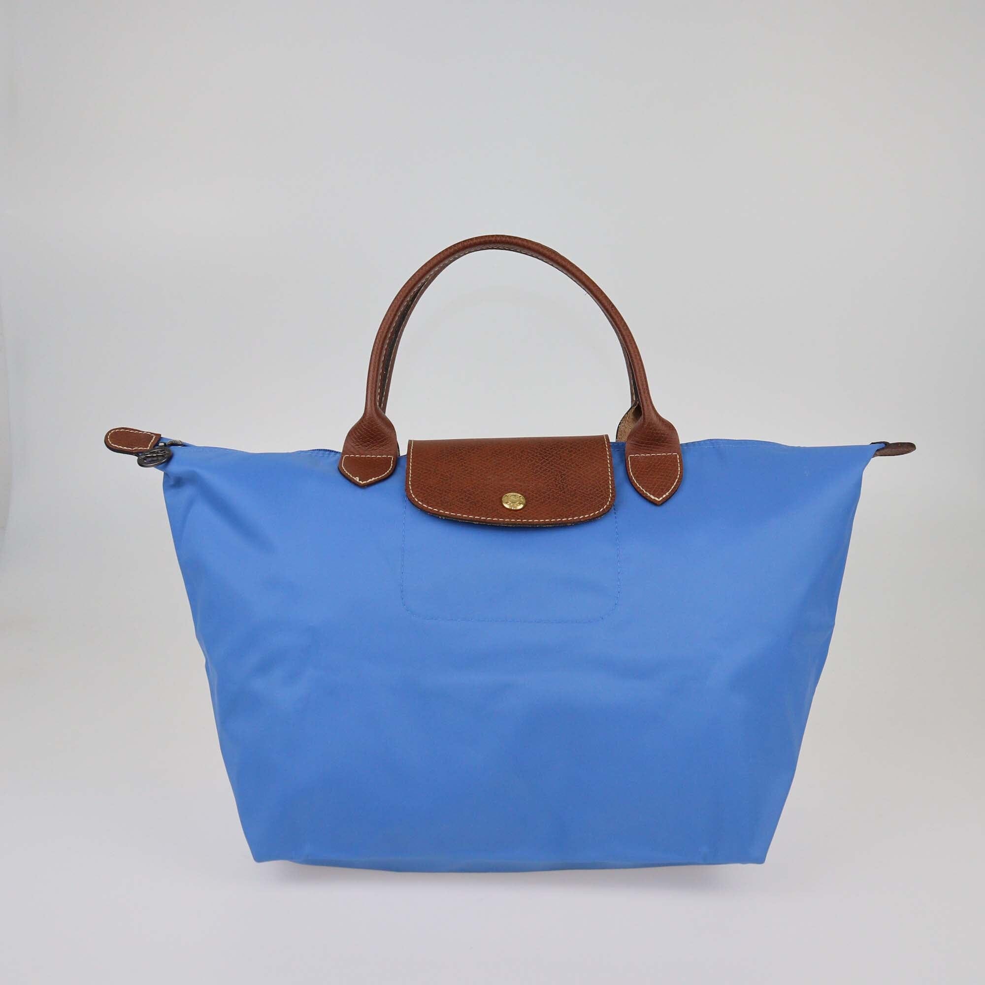 Longchamp Blue Nylon Medium Le Pliage Tote Womens Long Champ 