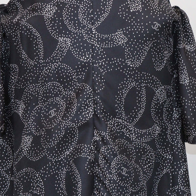 Chanel Black/White Silk Dotted Camillia Slit Maxi Dress