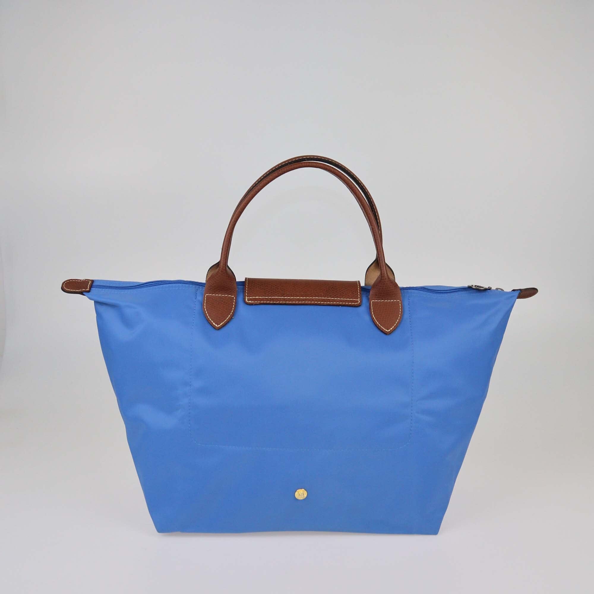 Longchamp Blue Nylon Medium Le Pliage Tote Womens Long Champ 