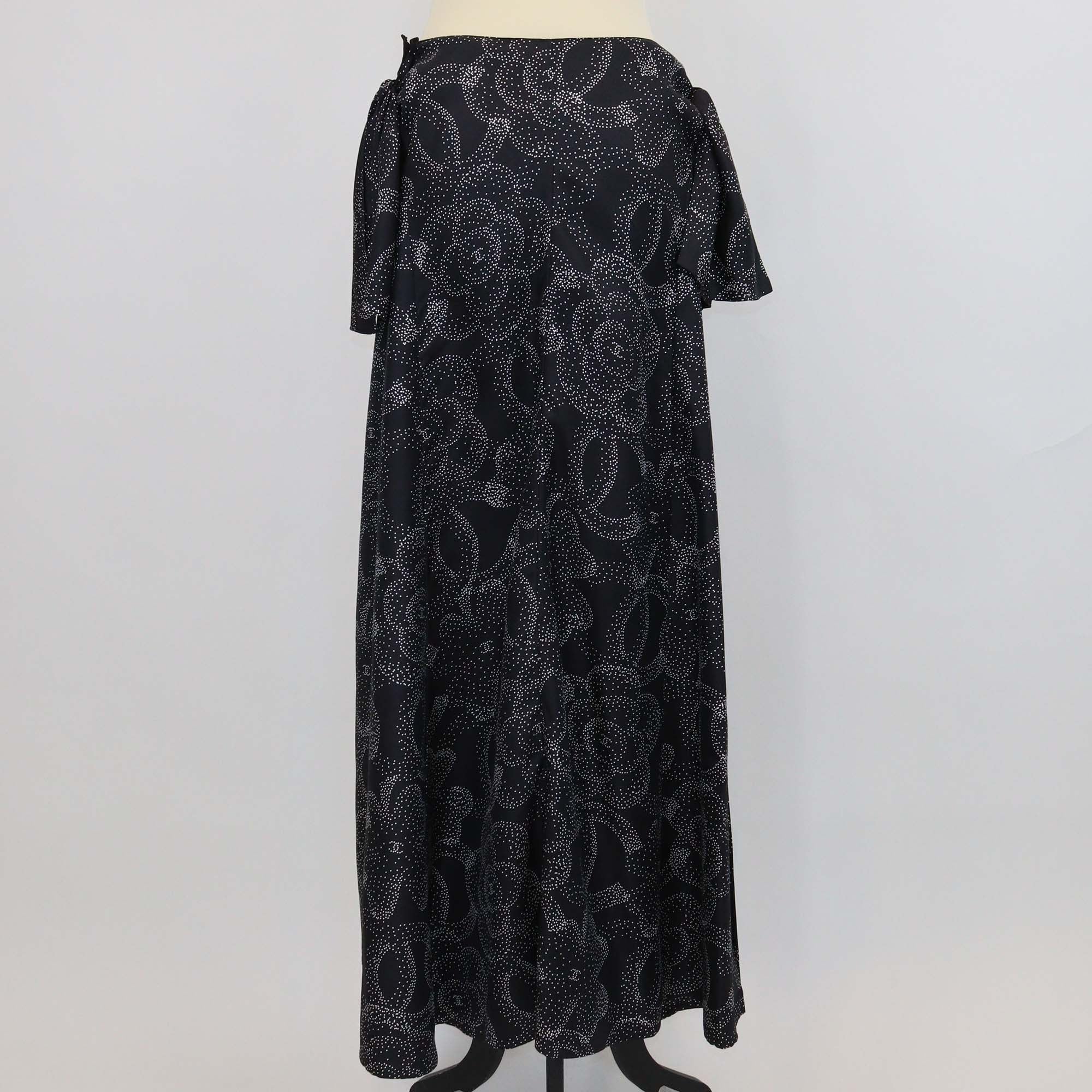Chanel Black/White Silk Dotted Camillia Slit Maxi Dress