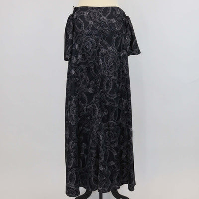 Chanel Black/White Silk Dotted Camillia Slit Maxi Dress