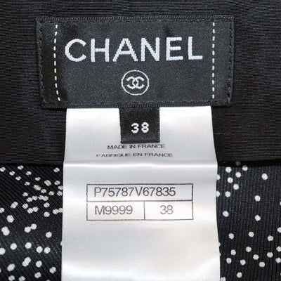 Chanel Black/White Silk Dotted Camillia Slit Maxi Dress
