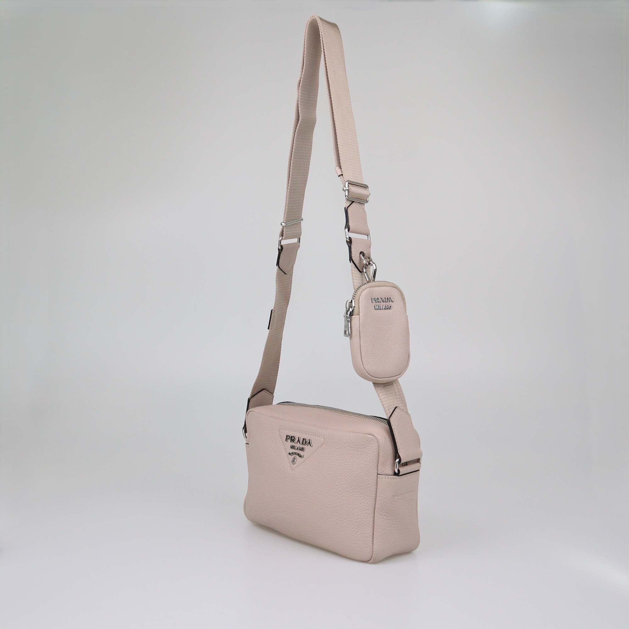 Prada Beige Vitello Daino Messenger Bag Womens Prada 