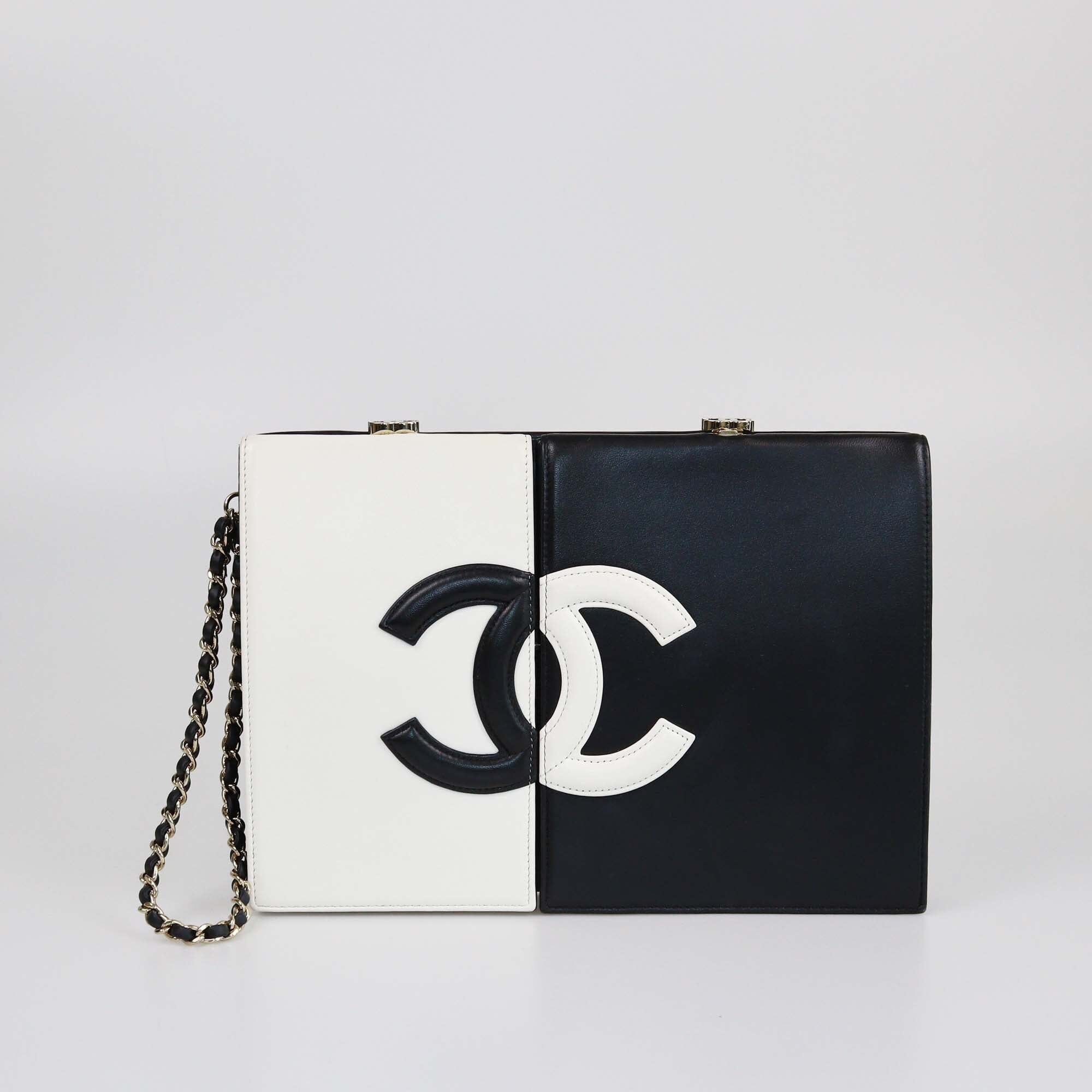 Chanel Black/White CC Wristlet Clutch Womens Chanel 