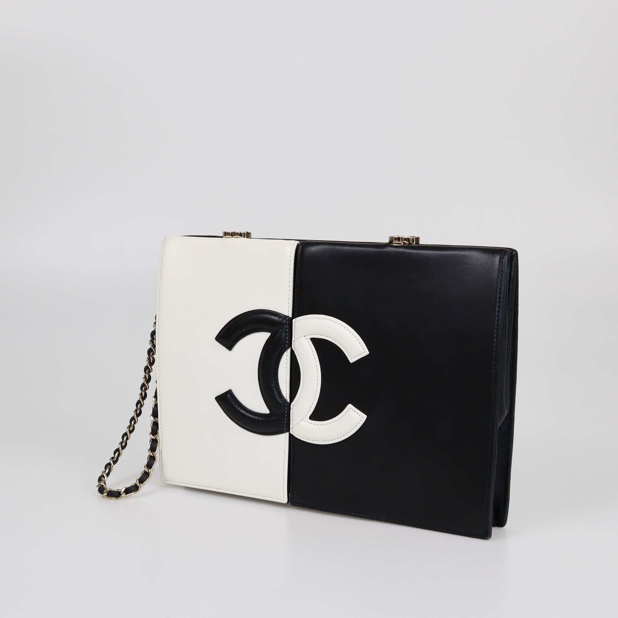 Chanel Black/White CC Wristlet Clutch Womens Chanel 