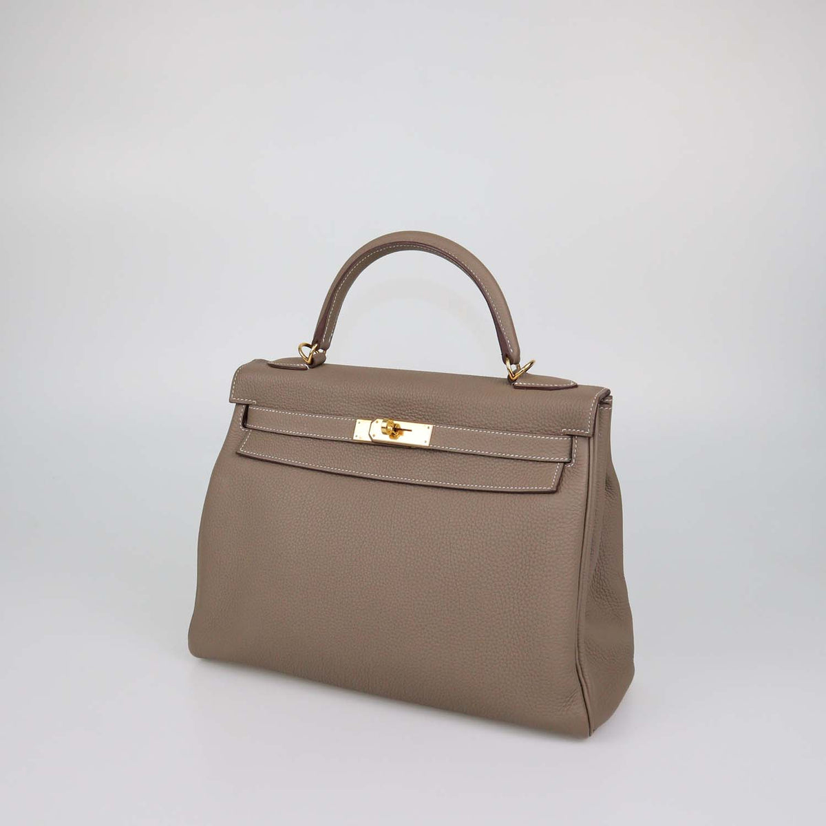 Hermes Etoupe Togo Leather Gold Hardware Kelly Retourne 32 Bag
