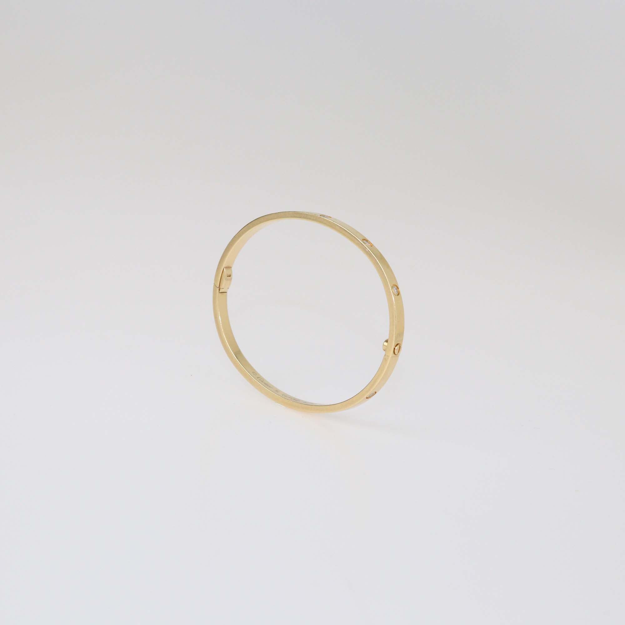 Cartier 18k Yellow Gold Diamond Love Bangle Bracelet SM Size 16