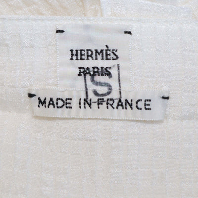 Hermes Off White Silk Ruffled Cocarde belted Halter Neck Midi Dress