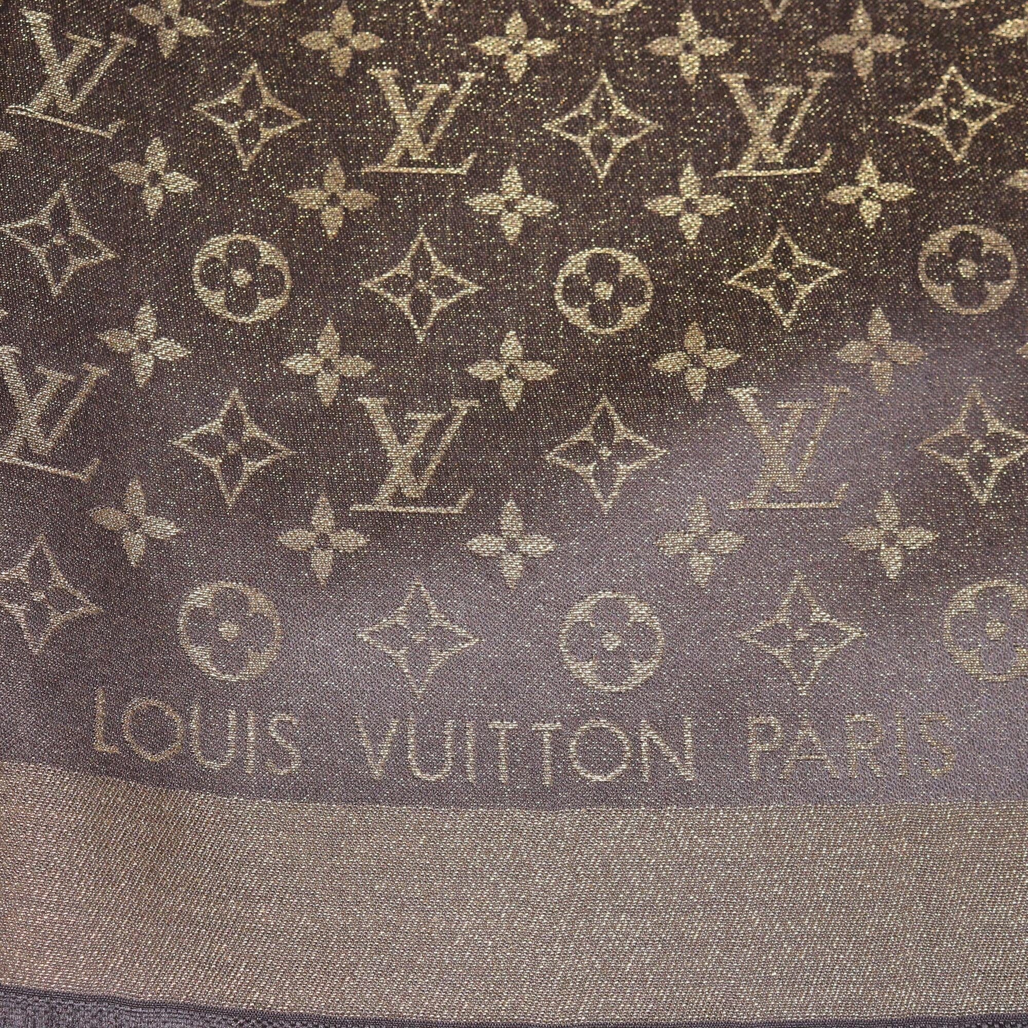 Louis Vuitton Metallic Gold/Brown Monogram Square Shawl Womens Louis Vuitton 