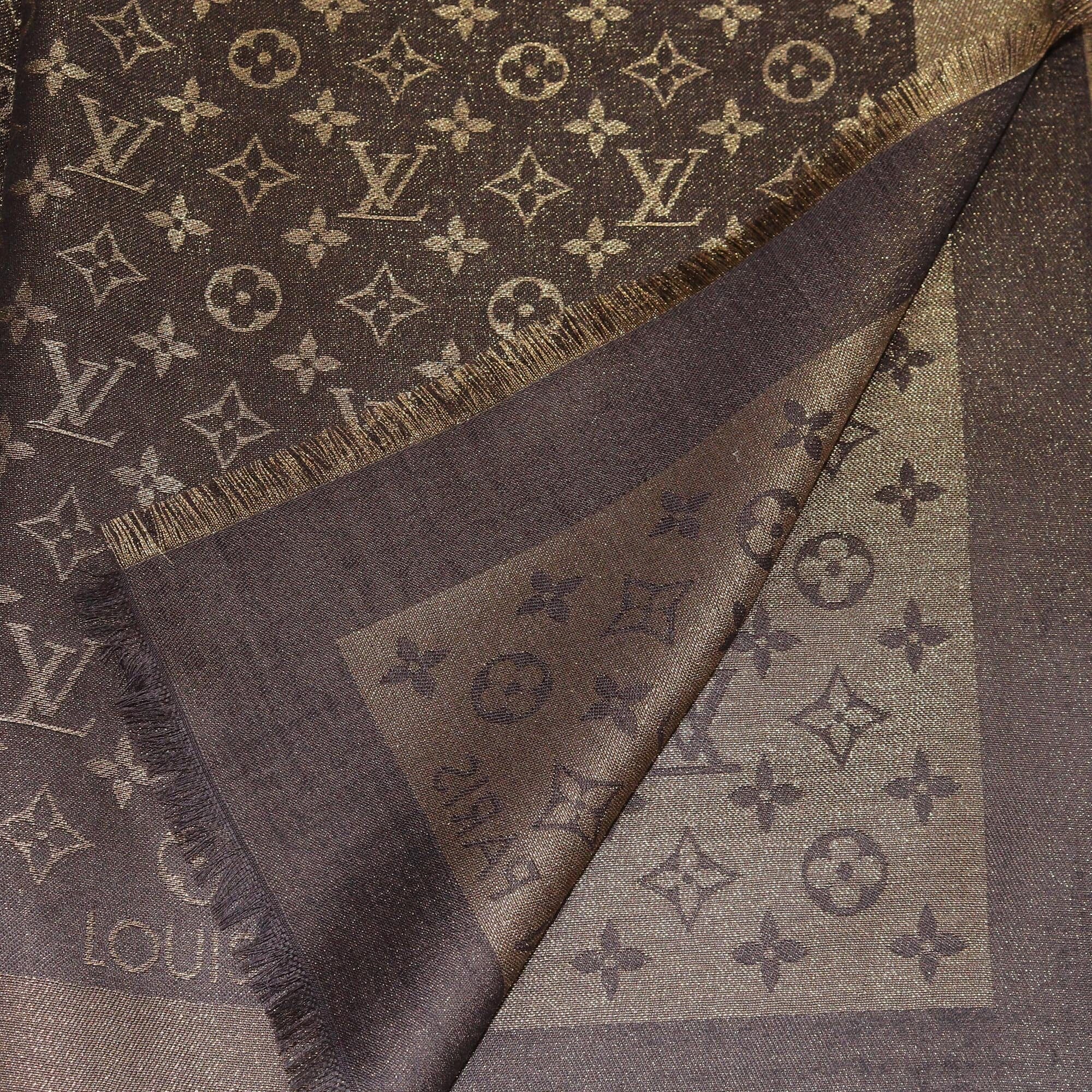Louis Vuitton Metallic Gold/Brown Monogram Square Shawl Womens Louis Vuitton 